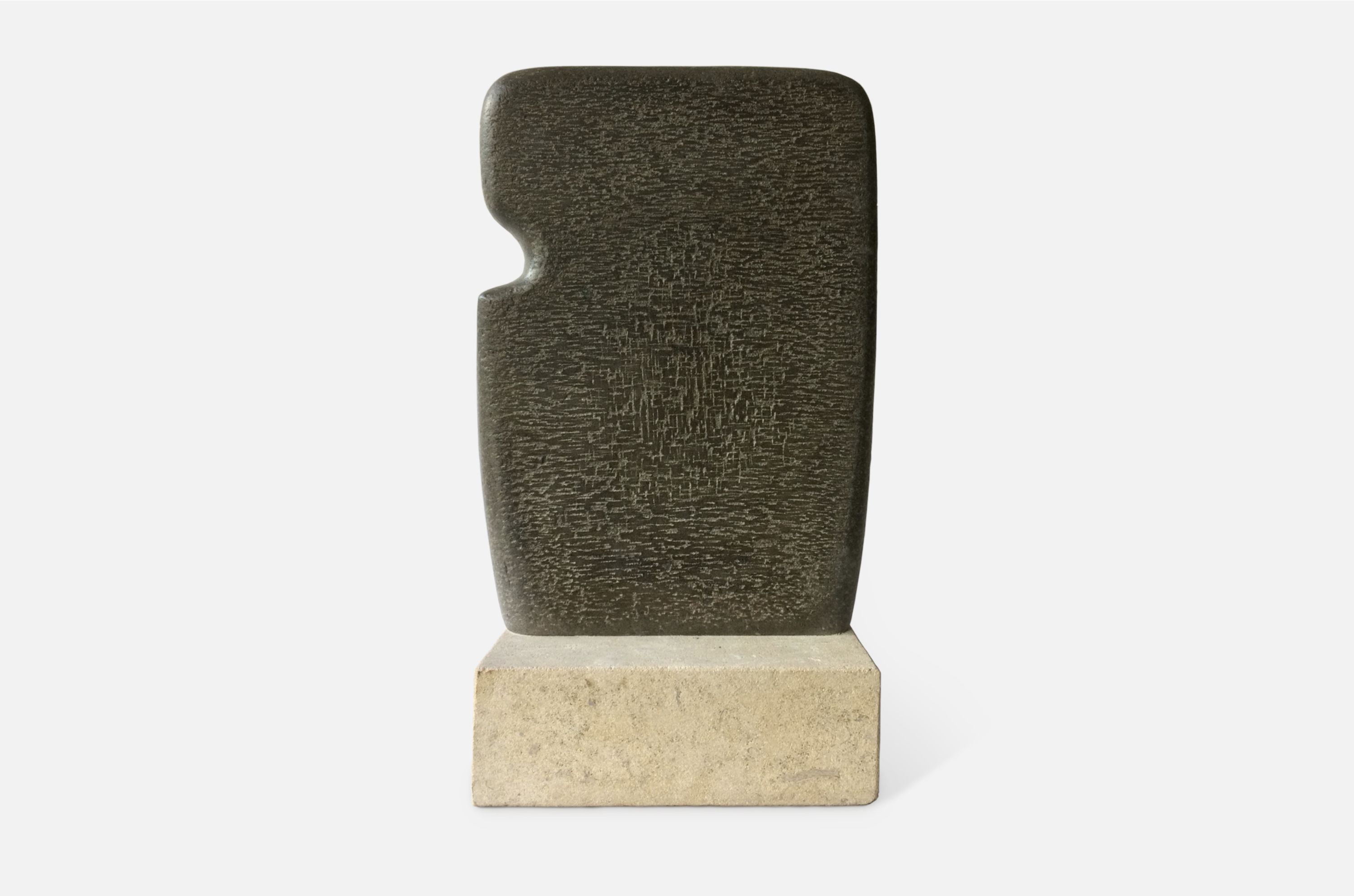 Bernard McGuigan, (b.1956), A Walk in the Woods, 2016-17, sandstone on wood base, 58 x 35 x 22 cm